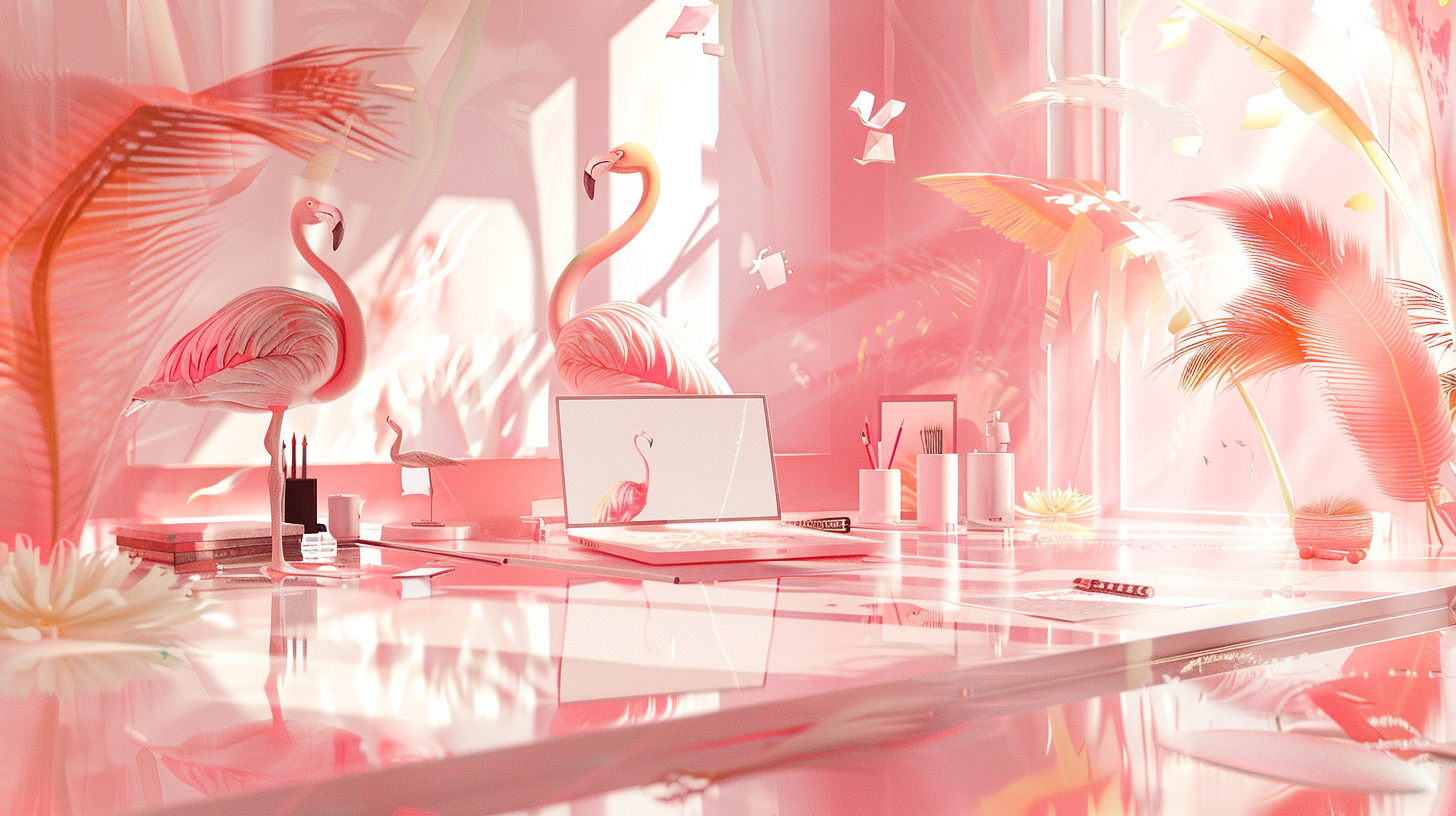 Creative atelier with floating sketches